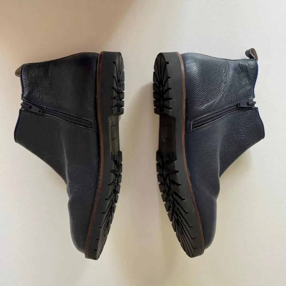 Mini Boden Kids Leather Chelsea Zip Boots Dark Navy Blue Midnight Size EU 38/Y6